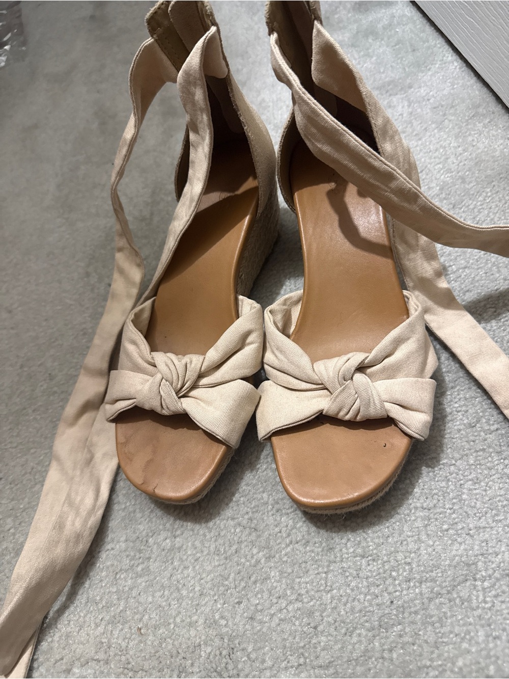 UGG Cream Tie-Knot Espadrille Wedge Sandals